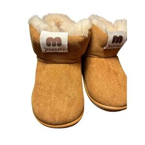 Keesky Toddler Winter Boots Size 7 Suede Faux Fur Lined Warm Snow Shoes New